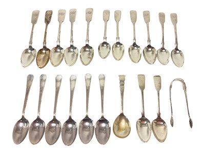 Lot 304 - Sets of six silver teaspoons and other flatware