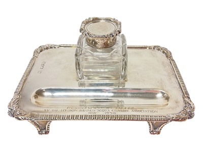 Lot 307 - Late Victorian silver ink stand of rectangular form