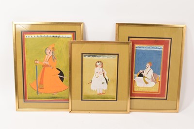 Lot 724 - Three 19th century Indian School portraits, depicting nobles, the largest 29 x 22cm, in glazed frames
