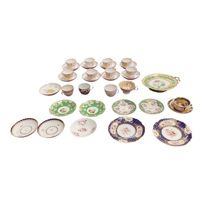 Lot 125 - Early 19th century Newhall shell pattern tea set, together with a group of 18th and 19th century English porcelain tea wares