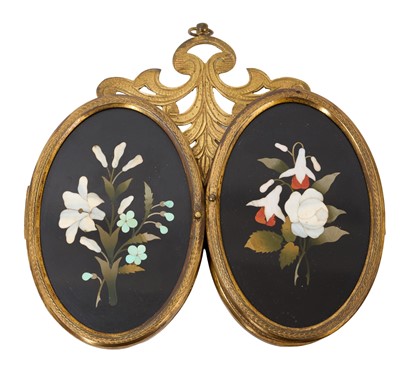 Lot 702 - 19th century gilt metal and Pietra Dura double photograph frame