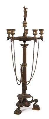 Lot 728 - 19th century bronze candelabra