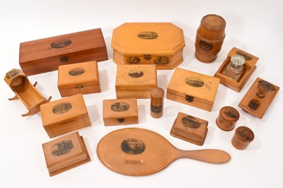 Lot 693 - Collection of seventeen pieces of antique Scottish Mauchline souvenier ware