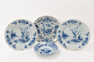 Lot 136 - Four 18th century blue and white dishes