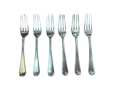 Lot 319 - Set of six Georgian Hanoverian pattern forks, all at 6.73ozs