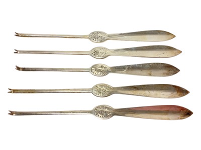Lot 332 - Five silver lobster picks, all at 6.0ozs
