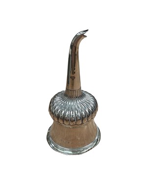 Lot 289 - Georgian silver wine funnel of half fluted thistle form, curved spout