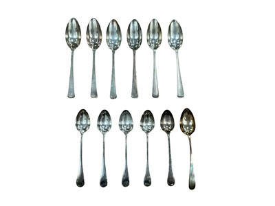 Lot 337 - Set of six silver teaspoons together with other silver and white metal teaspoons, 4.93ozs of weighable silver.