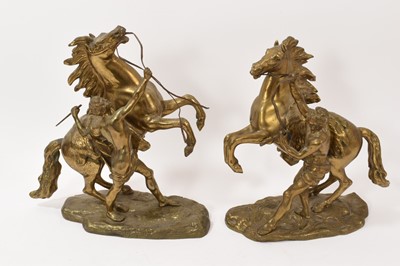 Lot 735 - Pair of Marley horse bronzes