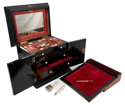 Lot 721 - Victorian coromandel writing / sewing cabinet