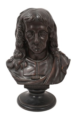 Lot 738 - Rodolf Affrecht (1840-1906) terracotta bust of Milton, signed to the socle base, 31cm high