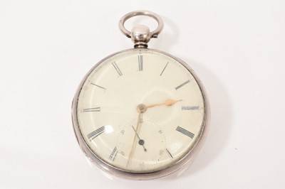 Lot 514 - Victorian silver pocket watch, Chester 1857.