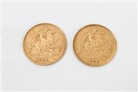 Lot 3326 - Two Edward VII gold Half Sovereigns - both 1906