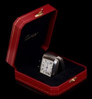 Lot 464 - Cartier dual time travel alarm clock, the two...