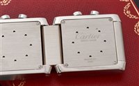 Lot 464 - Cartier dual time travel alarm clock, the two...