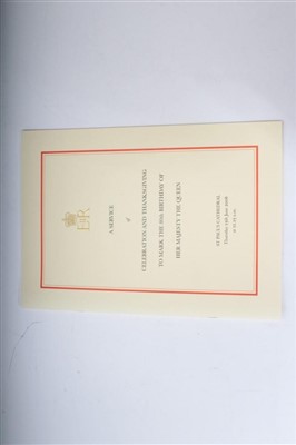 Lot 95 - Queen Elizabeth II – six Royal Ceremonials – including Service of Celebration to mark the 80th Birthday of HM The Queen, Diamond Wedding Anniversary