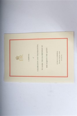 Lot 95 - Queen Elizabeth II – six Royal Ceremonials – including Service of Celebration to mark the 80th Birthday of HM The Queen, Diamond Wedding Anniversary