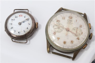 Lot 3389 - Six wristwatches – including a Tissot Seastar chronograph, an Omega sub-second timepiece in ‘cushion’ case, a Roamer, a black dial French watch and two others