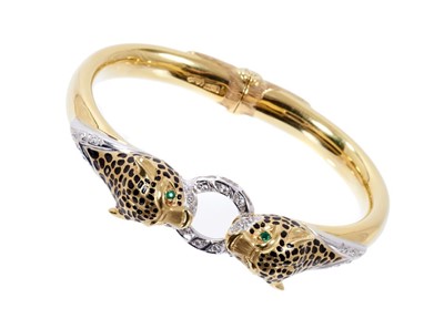 Lot 405 - 18ct gold Leopard bangle