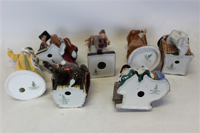 Lot 2011 - Seven Royal Doulton figures- The Jester HN2016, Taking Things Easy HN2677, The Professor HN2281, The Foaming Quart HN2162, The Detective HN2359, Votes For Women HN2816 and Silks and Ribbons HN2016 (7)