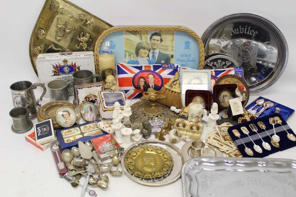 Lot 3590 - Two boxes of Royal Commemorative items, to include metalware, pens, soaps, playing cards and sundries (2 boxes)