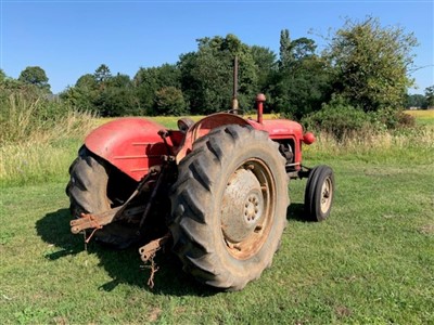 Lot 2954 - 1960 Massey Ferguson 35 (FE - 35), 3 Cylinder Perkins Diesel Tractor, Reg. No. 389 TVX (V5 Document Present), 6588 indicated hours, in good running order with recently replaced front tyres, togethe...