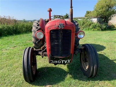 Lot 2954 - 1960 Massey Ferguson 35 (FE - 35), 3 Cylinder Perkins Diesel Tractor, Reg. No. 389 TVX (V5 Document Present), 6588 indicated hours, in good running order with recently replaced front tyres, togethe...