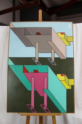 Lot 950 - Ron Sims - Gliding twin seabirds and roof tops