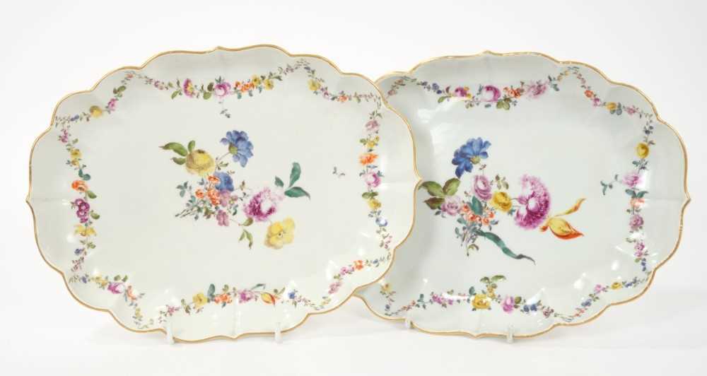 Lot 108 - Pair 18th century Meissen fluted oval dishes