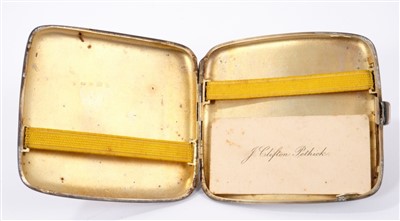 Lot 411 - Unusual 1920s silver cigarette case with engraved signatures of Gracie Fields, Charlie Chaplin, Aga Khan and others