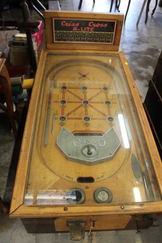 Lot 3642 - Vintage 1930's Criss Cross A-Line pinball machine