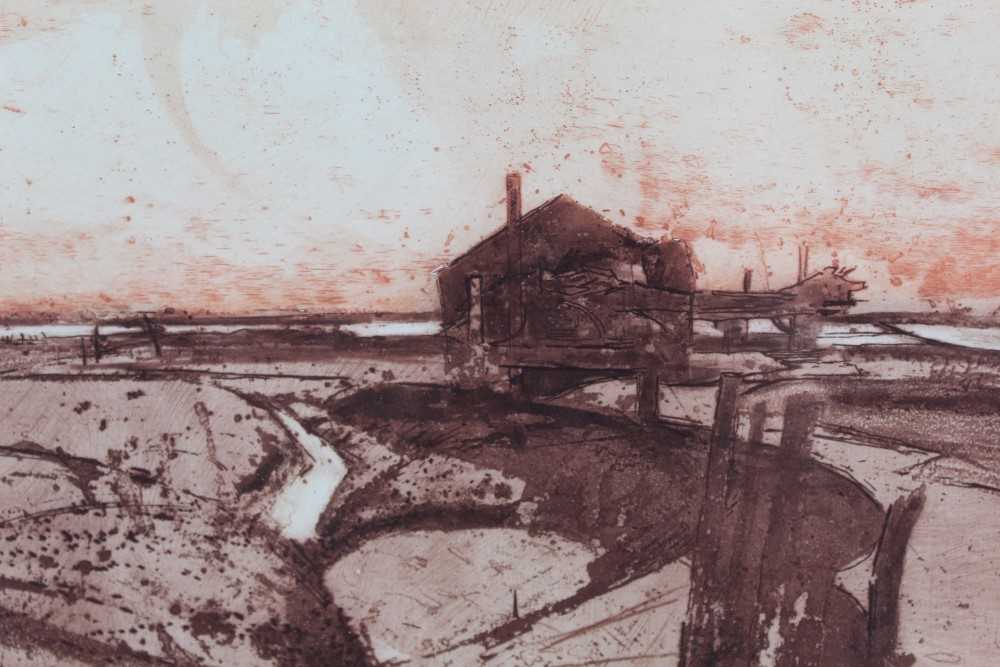 Lot 940 - *Charles Bartlett coloured etching “Fisherman’s hut” no. 8 of 60