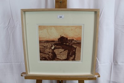 Lot 940 - *Charles Bartlett coloured etching “Fisherman’s hut” no. 8 of 60