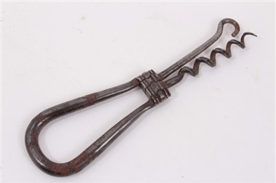 Lot 1139 - Mixed lot to include Agate bell-push, Mauchline pin cushion-canterbury scene, miniature compass, coquilla egg and a folding corkscrew (5)
