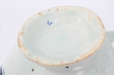 Lot 68 - Lowestoft blue and white sauceboat, circa 1760