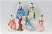 Lot 2133 - Six Royal Doulton figures - Karen HN1994,...