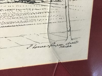 Lot 253 - Sydney R Jones - pen and ink - Port sunlight, signed by the artist and Port Sunlight architect P. Lomax-Simpson