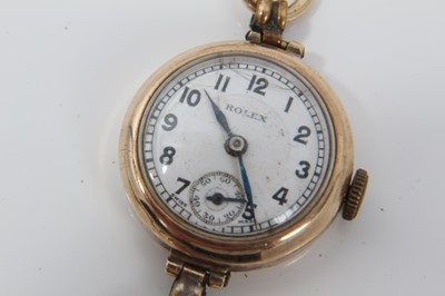 Lot 572 - 1930s ladies Rolex gold wristwatch