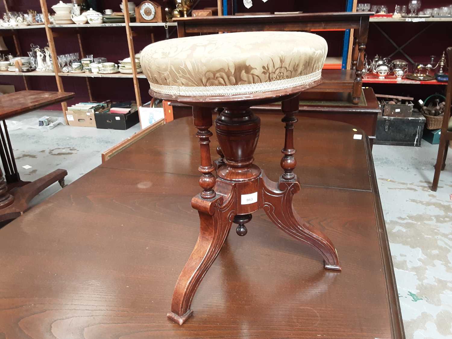 Lot 913 - Victorian mahogany piano stool with circular padded seat