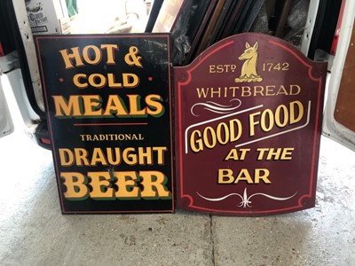 Lot 2089 - Four Large 20th century pub signs for the including Traditional Ales, Hot & Cold meals and two Whitbreads signs (4)