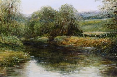 Lot 360 - Peter Snell (b.1935), oil on canvas - river landscape, signed, in gilt frame