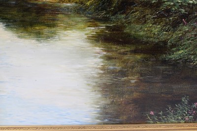Lot 360 - Peter Snell (b.1935), oil on canvas - river landscape, signed, in gilt frame