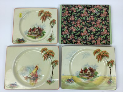 Lot 27 - Collection of Clarice Cliff Royal Staffordshire The Biarritz rectangular plates, decorated in various patterns