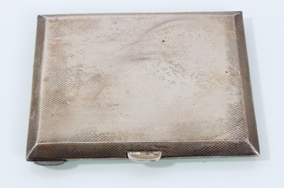 Lot 66 - Silver and green guilloche enamel cigarette case and matching lighter