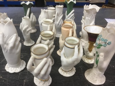 Lot 171 - Good collection of Victorian porcelain and Parian ware hand vases, by Worcester and other factories