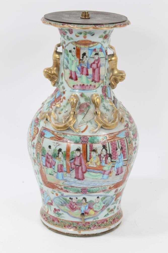 Lot 116 - 19th century Chinese Canton vase converted to a lamp