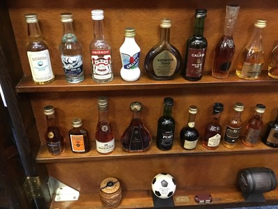 Lot 135 - Collection of miniature spirits in wall cabinet.