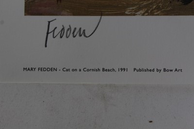 Lot 565 - *Mary Fedden signed limited edition print 'Cat on a Cornish Beach', 1991, 403 / 500