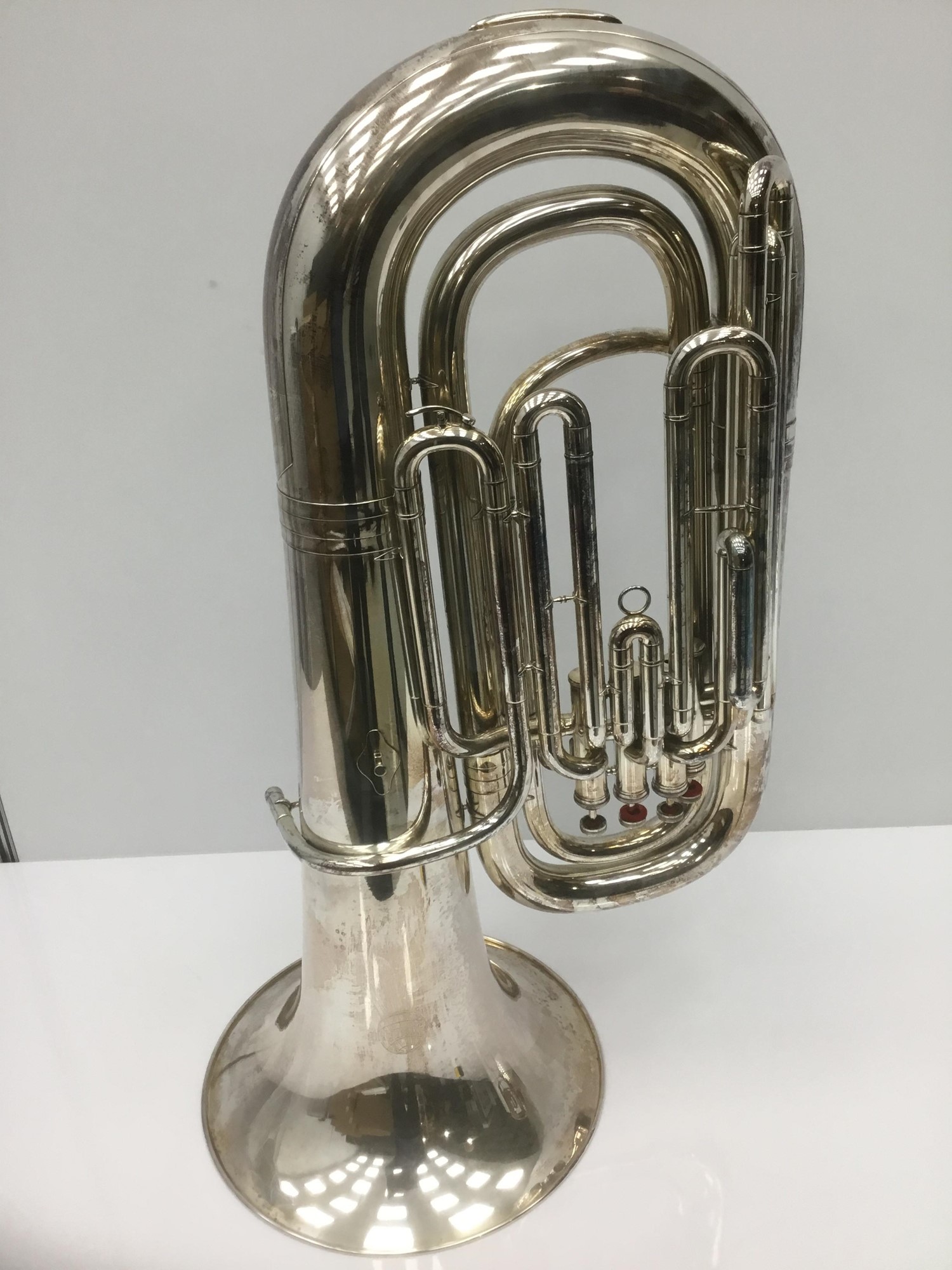 Lot 2 - Weltklang silvered Bb four-valve tuba, 94cm