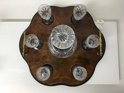 Lot 339 - Rolls Royce decanter and glasses set on burr walnut tray